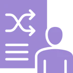 Person with arrows and lines icon.