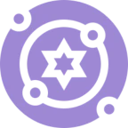 Purple star symbol with circular design.