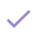 Purple checkmark inside a white circle.