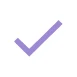Purple checkmark inside white circle icon.