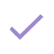 Purple checkmark inside a white circle.